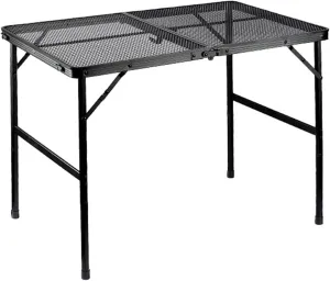 1 Set Folding Camping Table, Outdoor Folding Table, Outdoor Adjustable Height Table with Mesh Layer Side Pocket, Lightweight Aluminum Alloy Hiking Picnic BBQ Collapsible Table Black