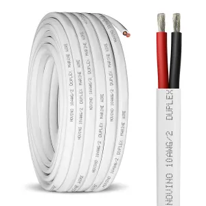 10 Gauge Marine Wire,10 AWG 50ft Marine Grade Wire Duplex Tinned Copper Heavy Duty Sheathed Electrical Cable for Boat/Automotive/RV/Camper/Trailer