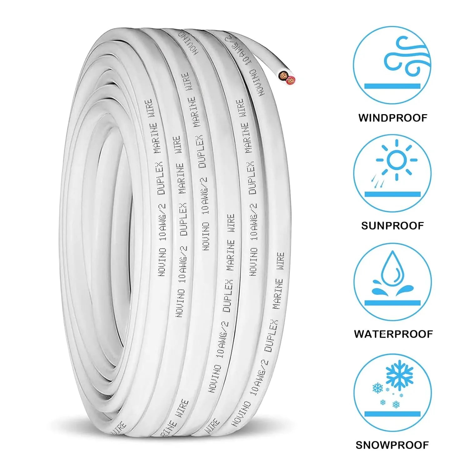 10 Gauge Marine Wire,10 AWG 50ft Marine Grade Wire Duplex Tinned Copper Heavy Duty Sheathed Electrical Cable for Boat/Automotive/RV/Camper/Trailer