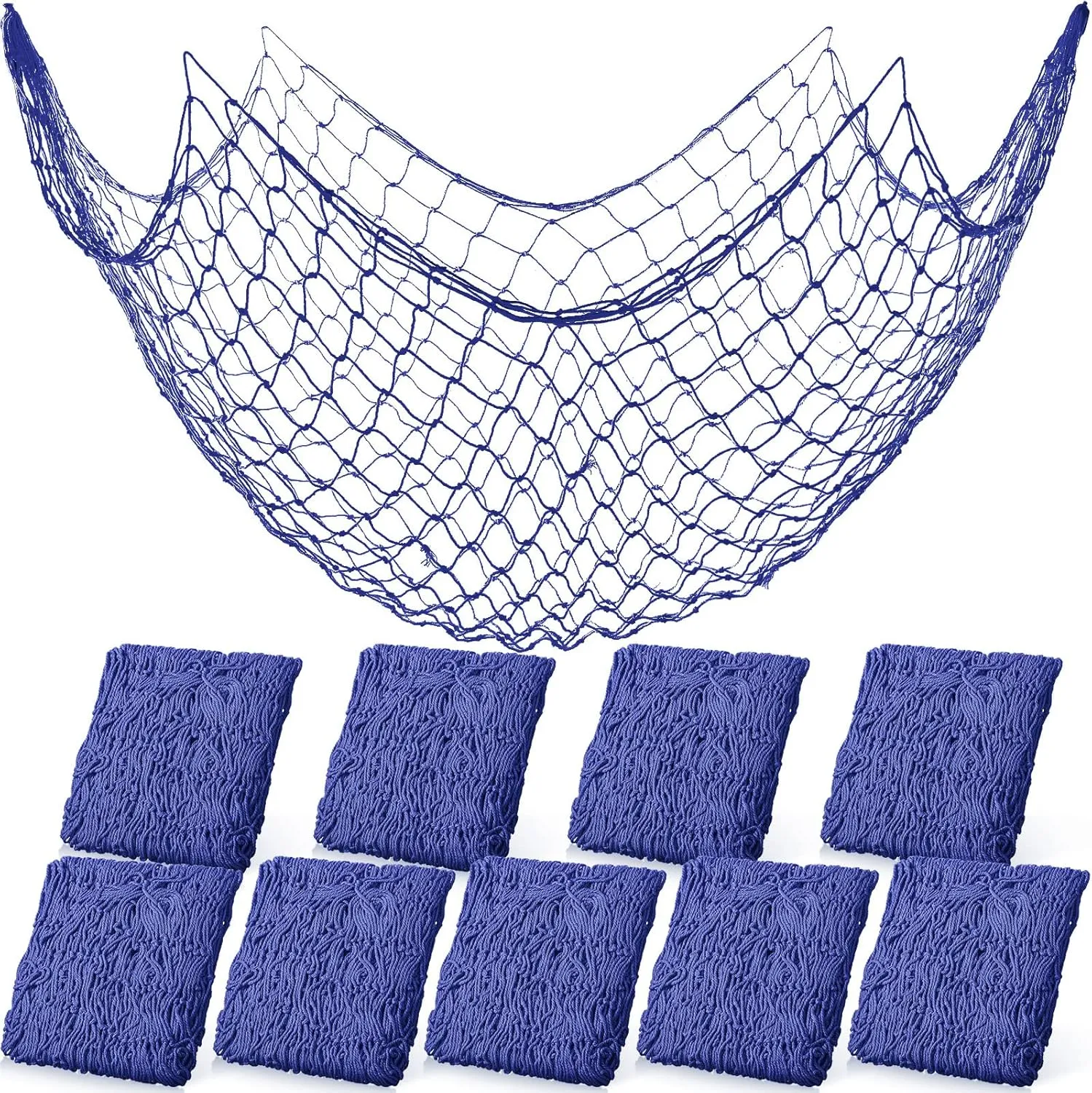 10 Pieces Blue Fish Net Party Decorations Nautical Themed Cotton Fishnet Party Accessory Fishing Net Decor Sea Pirate Netting Decor Decorative Fish Netting Beach Theme Party Decorations