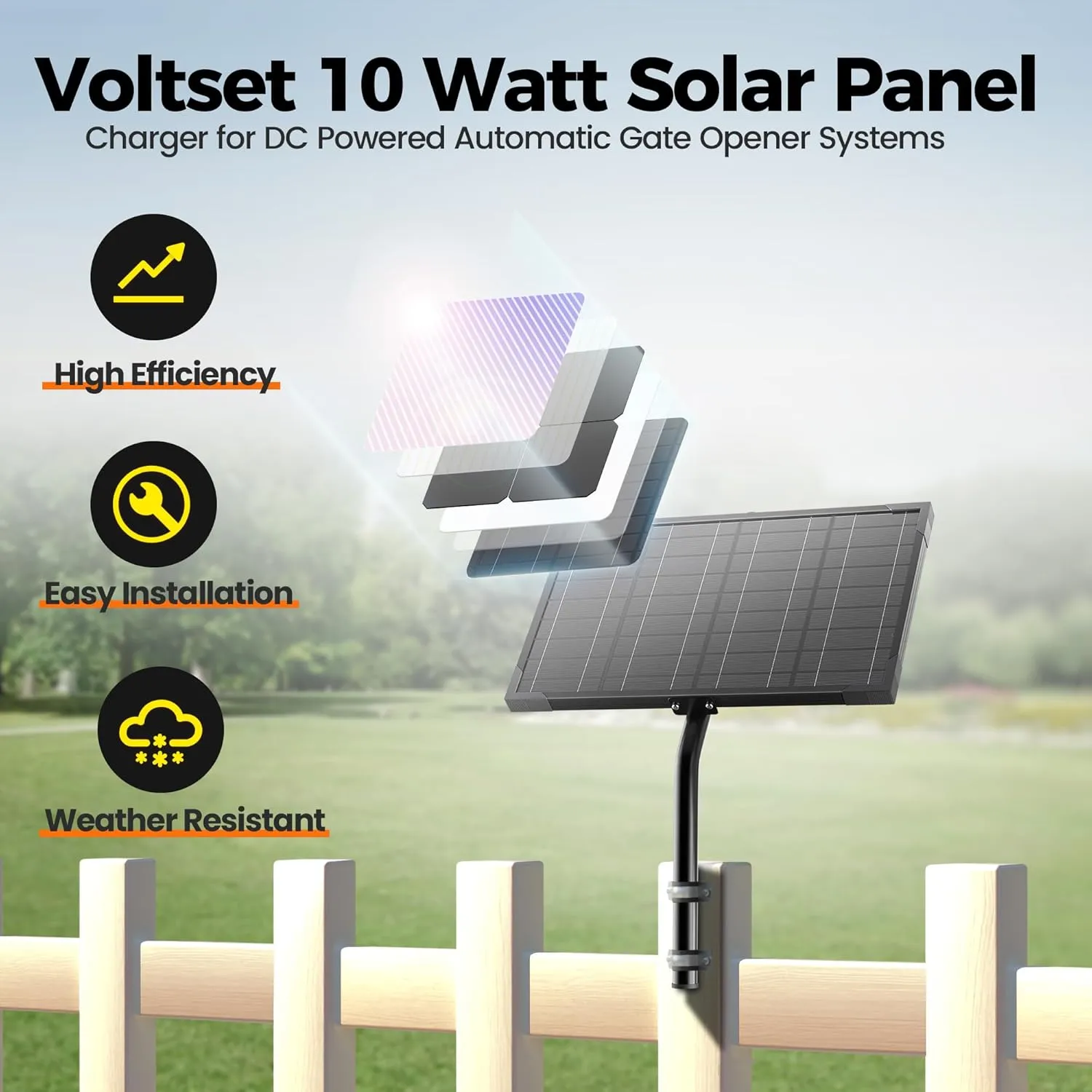 10W 12V Solar Battery Charger & Maintainer with Built-in MPPT Charge Controller, Adjustable Mount Bracket, Solar Trickle Charger 12V Solar Panel for Gate Opener, Electrical Fence, Car, Boat