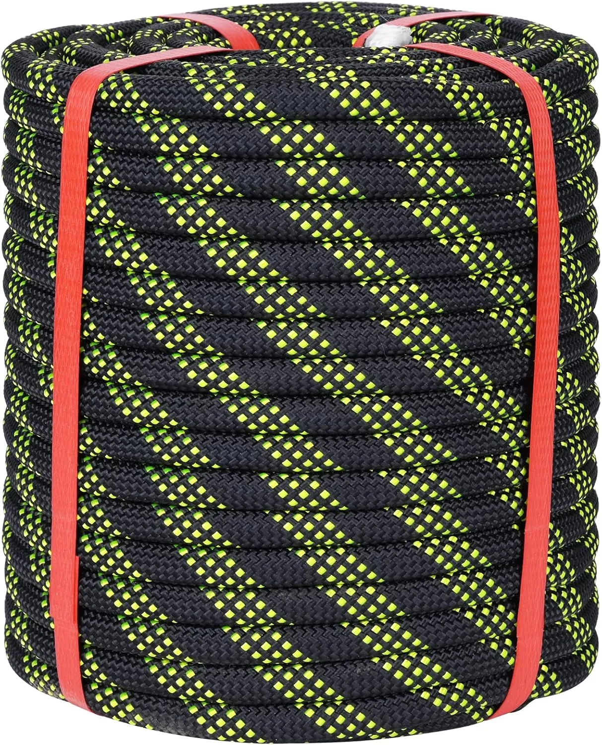 1/2 Inch Black Climbing Rope - 150 Ft, 48 Strands, Tree & Rappelling, Static Nylon Polyester Braided, Bull Rope for Tree Pulling, Nautical Rigging Rope Swing