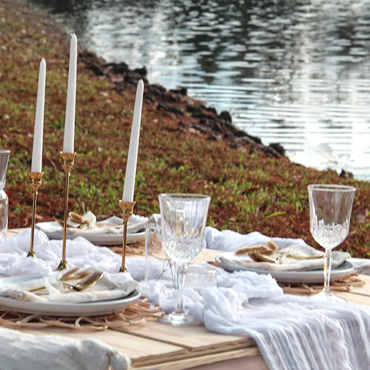 12 Pack White Cheesecloth Table Runner 10ft Gauze Runner Boho Ivory Cheese Cloth Table Runner for Wedding Bridal Shower Baby Shower Boho Table Decoration