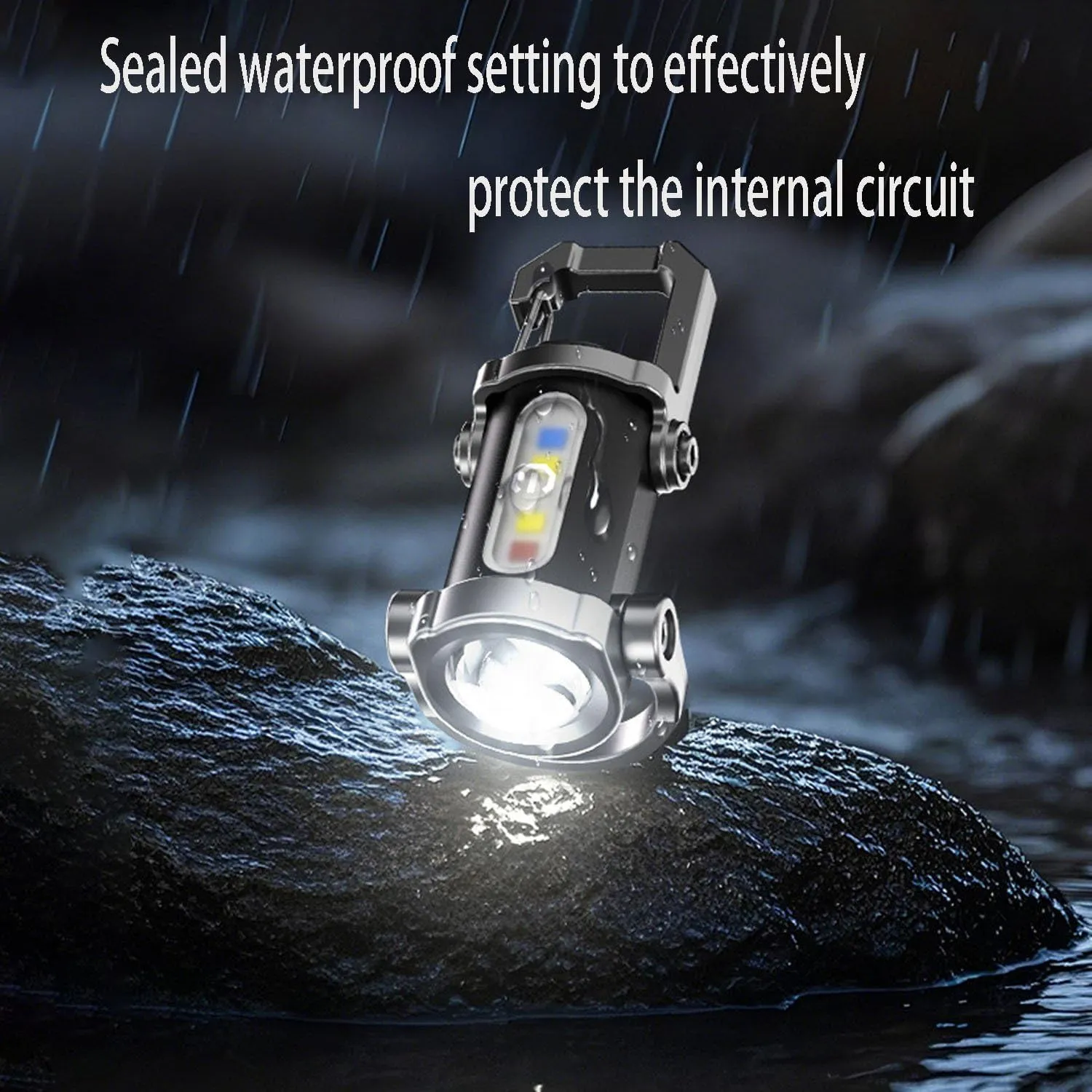 1200LM Super Bright Mini Led Flashlights USB Rechargeable Small Waterproof Keychain Flashlight Rescue, Camping-Black
