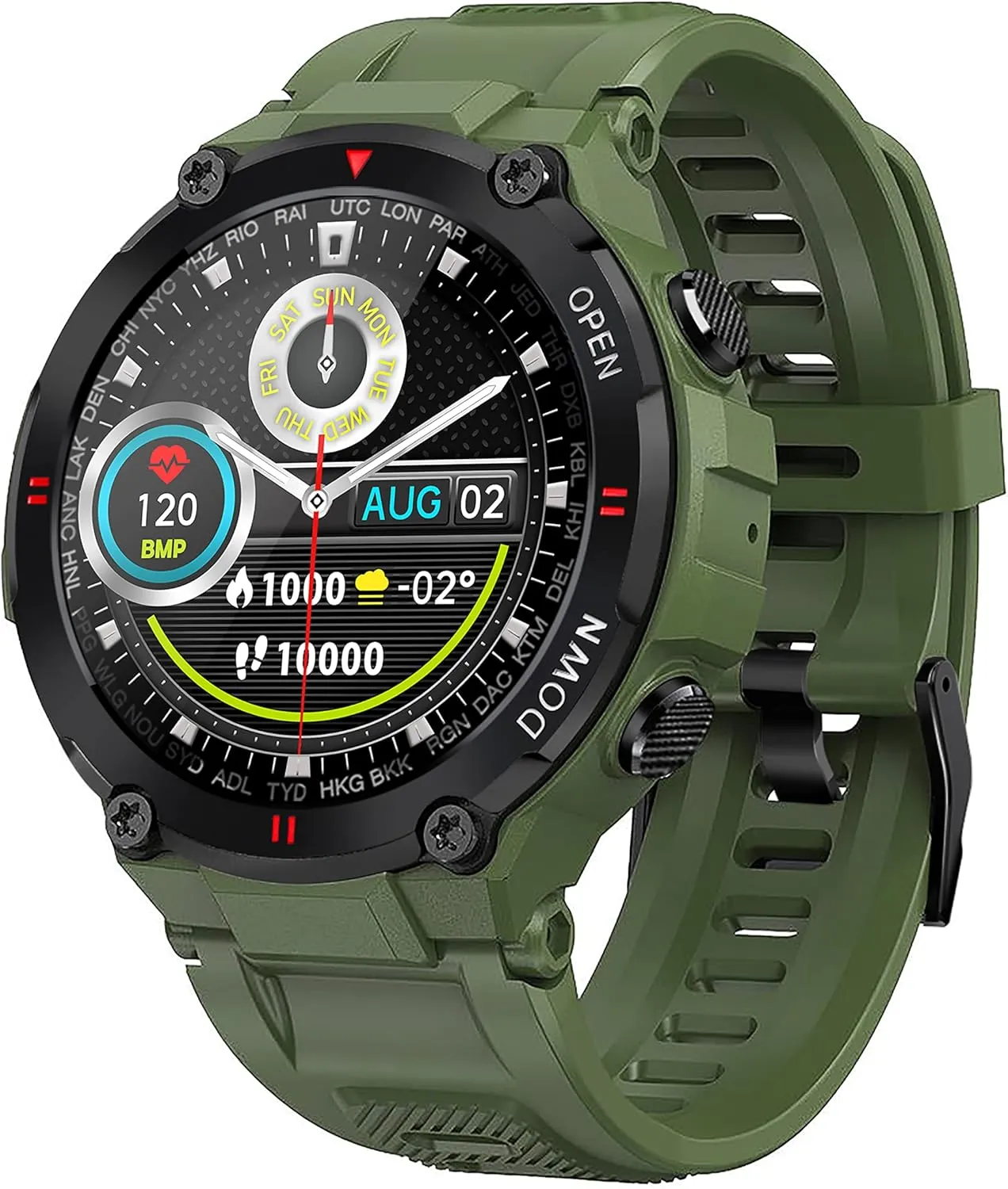 1.28" IPS Tactical Smart Watch for Men Activity Fitness Tracker with 400mAH Large Battery Outdoor Bluetooth Call Heart Rate Sleep Monitor Pedometer IP68 Waterproof Sport Watch for Android iOS