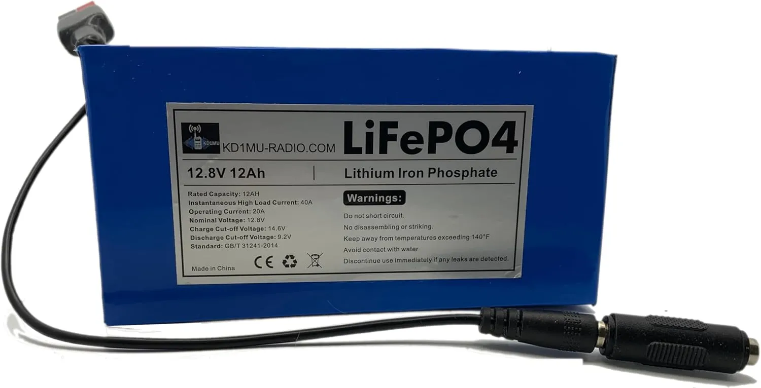 12AH LiFePO4 Battery with 20A Power Panel (BMS) and PP Connector for Ham Radio and GMRS Portable Operations