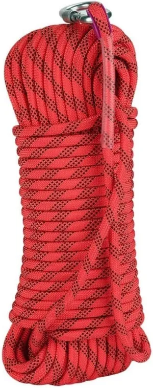 12mm Indoor Outdoor Escape Rope,for Ice Climbing Equipment, Fire Safety Rescue Rope 10~200m for Rock Climbing, Rappelling, Mountaineering, Hauling (Color : Red, Size : 12mm x 15m)
