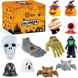 12pcs Halloween Toys for Party Favors Wind Up Toys Assortment for Kids, Pull Back Cars for Treat Bag Stuffers Goody Bag Filler Halloween Treats Prizes