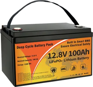 12V 100Ah LiFePO4 Lithium Battery, Group 31 Low-Temp Protection LiFePO4 Battery Built-in Smart BMS, 8000  Deep Cycles 1280Wh Rechargeable 100A Battery Waterproof for Solar, Home, RVs (12V)
