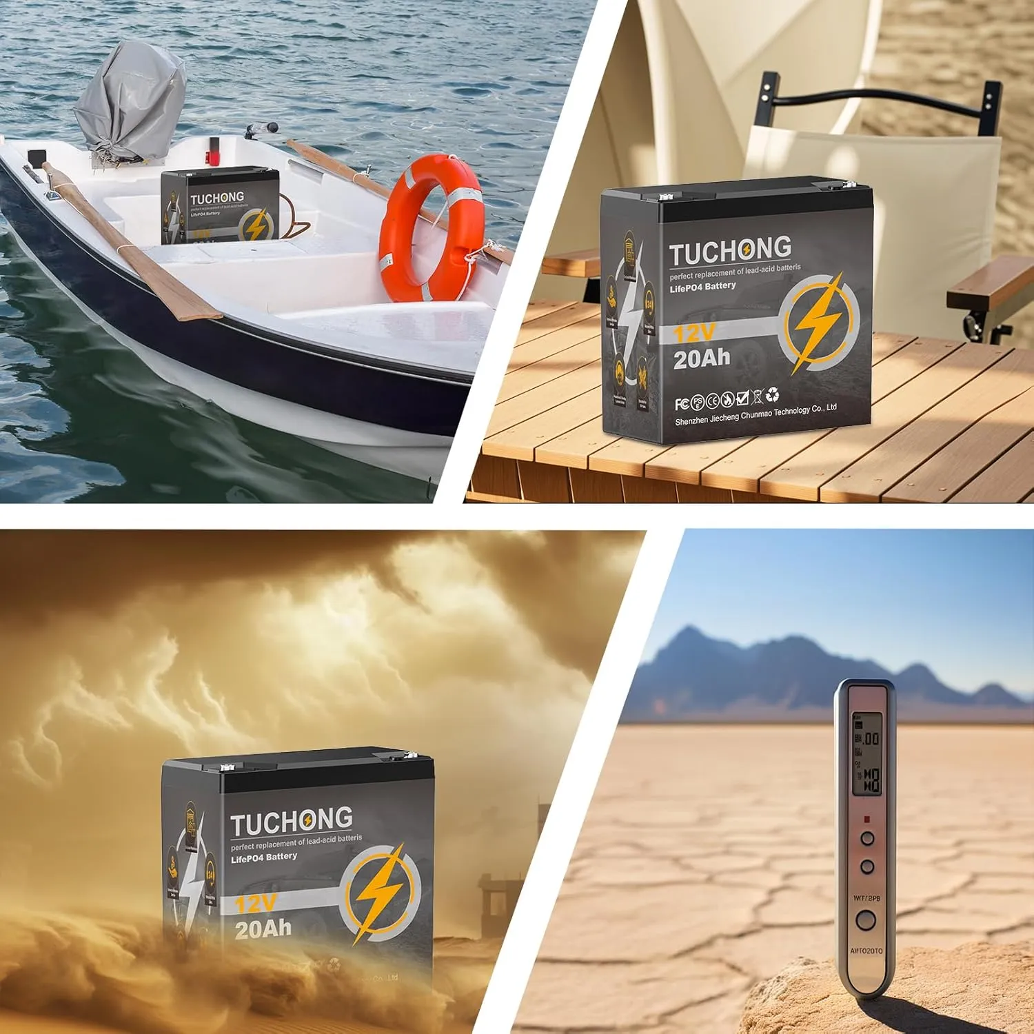 12V 20Ah Lithium Battery, Rechargeable LiFePO4 Battery, Up to 5000  Deep Cycle Lithium Iron Phosphate Battery Built-in BMS, for Solar/Wind Power, Lighting, Outdoor camping, Fish Finder, Energy Storage