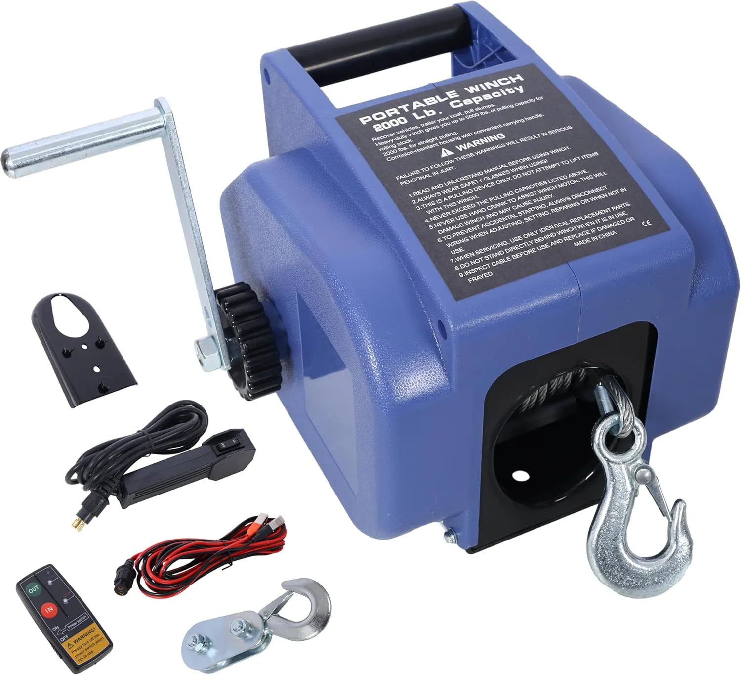 12V Trailer Winch 6000lbs - Reversible Electric Winch with Wireless Remote for Boats & Trucks, 5000lbs Marine Pulling Capacity, Galvanized Wire Rope & Rapid Mount System for Car Trailers, Boats