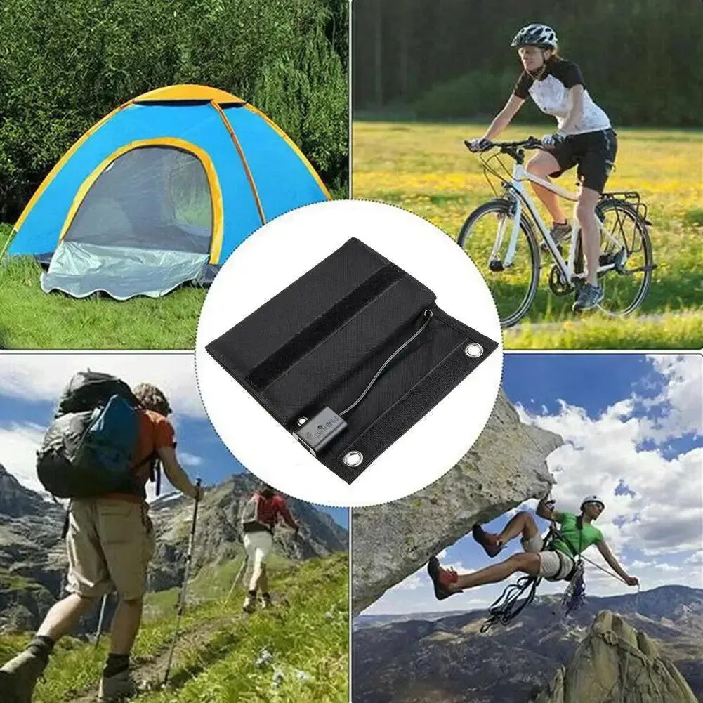 12W Foldable Solar Panel 5V USB Portable Battery Charger for Cell Phone Outdoor Waterproof Power Bank for Camping Accessories