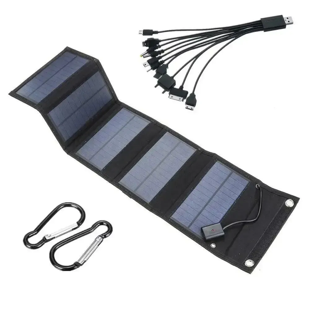 12W Foldable Solar Panel 5V USB Portable Battery Charger for Cell Phone Outdoor Waterproof Power Bank for Camping Accessories