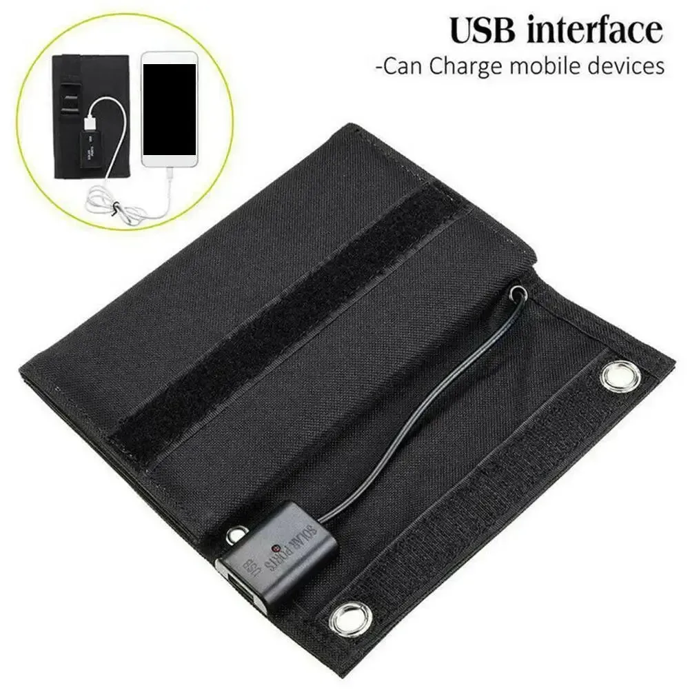 12W Foldable Solar Panel 5V USB Portable Battery Charger for Cell Phone Outdoor Waterproof Power Bank for Camping Accessories