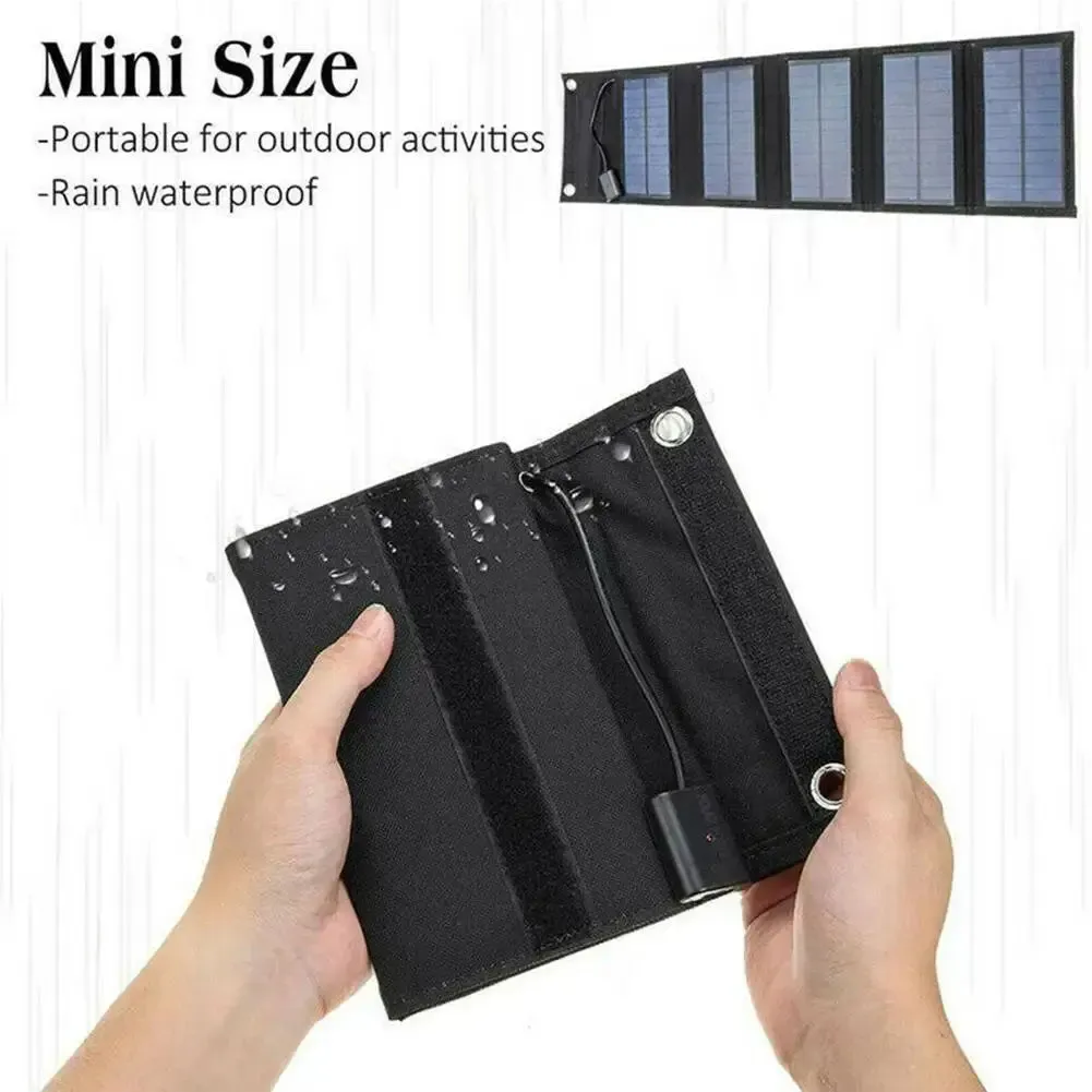 12W Foldable Solar Panel 5V USB Portable Battery Charger for Cell Phone Outdoor Waterproof Power Bank for Camping Accessories