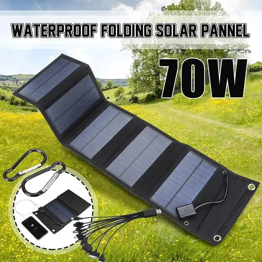 12W Foldable Solar Panel 5V USB Portable Battery Charger for Cell Phone Outdoor Waterproof Power Bank for Camping Accessories