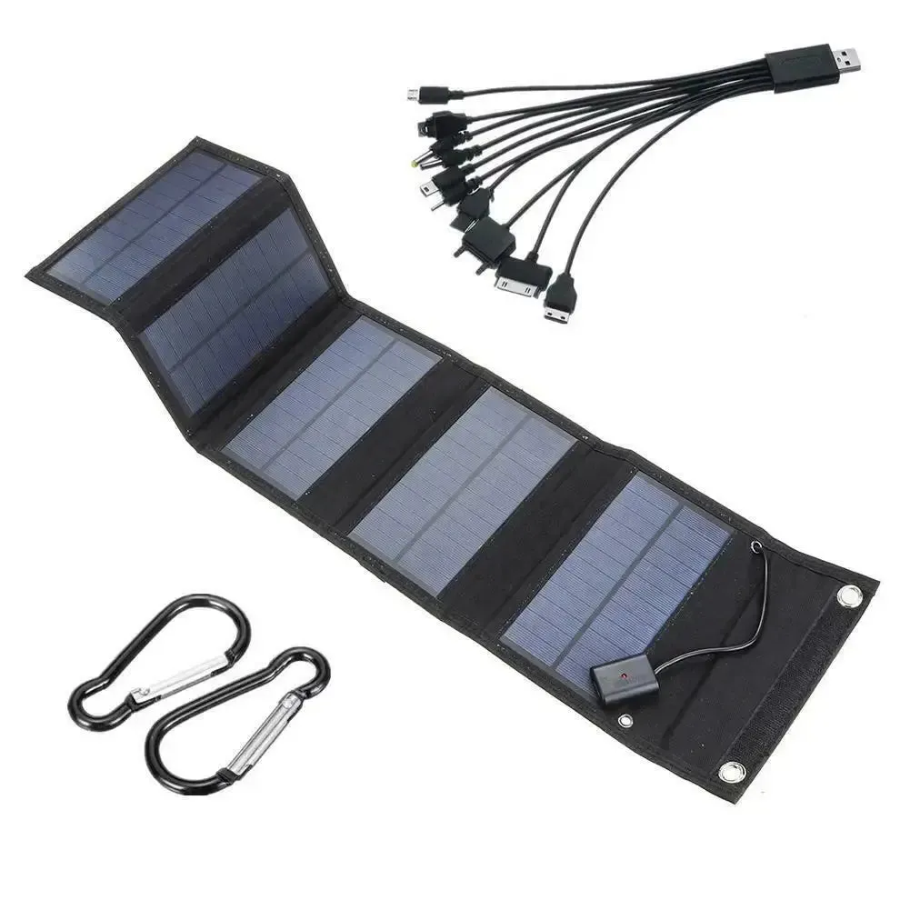 12W Foldable Solar Panel 5V USB Portable Battery Charger for Cell Phone Outdoor Waterproof Power Bank for Camping Accessories