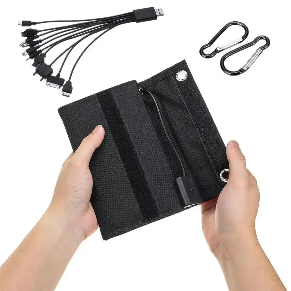 12W Foldable Solar Panel 5V USB Portable Battery Charger for Cell Phone Outdoor Waterproof Power Bank for Camping Accessories