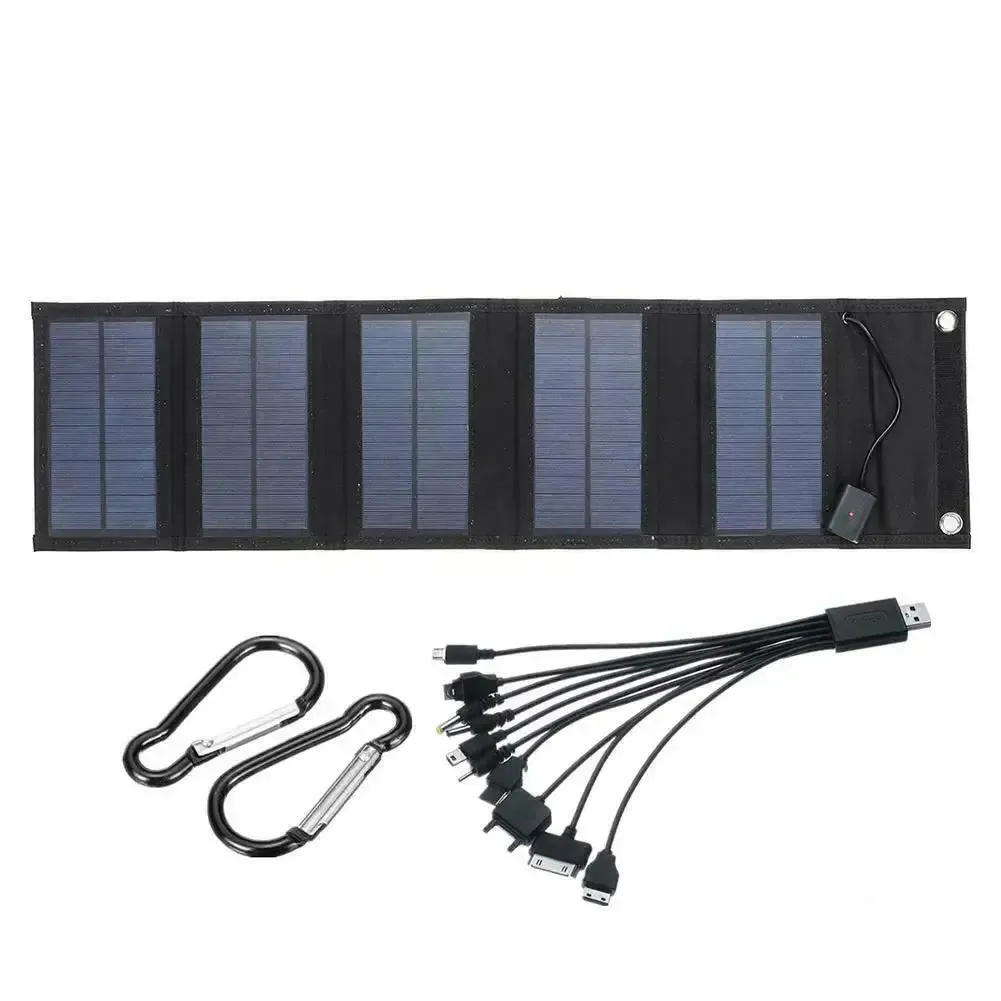 12W Foldable Solar Panel 5V USB Portable Battery Charger for Cell Phone Outdoor Waterproof Power Bank for Camping Accessories
