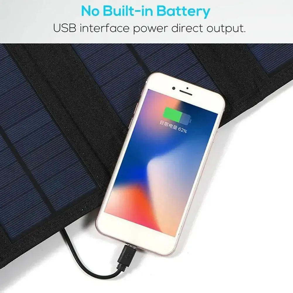 12W Foldable Solar Panel 5V USB Portable Battery Charger for Cell Phone Outdoor Waterproof Power Bank for Camping Accessories