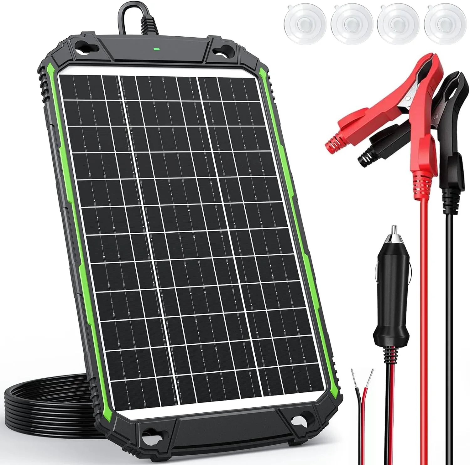 15W 12V Solar Battery Charger Maintainer PRO, Built-in Smart MPPT Charge Controller, Waterproof 12 Volt Solar Panel Trickle Charging Kits for Car Auto Boat RV Marine Trailer Camper