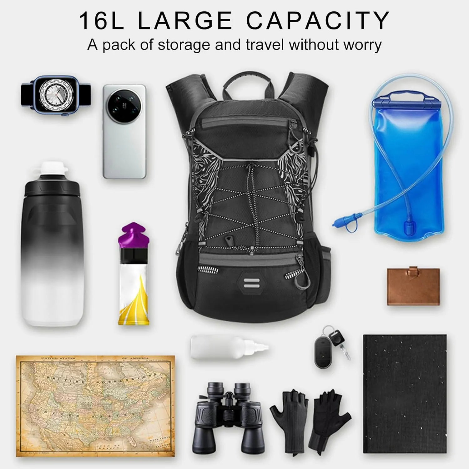 16L Large Capacity Backpack Running Backpack Hiking Backpack Cycling Backpack Hydrations Backpack for Riding Camping