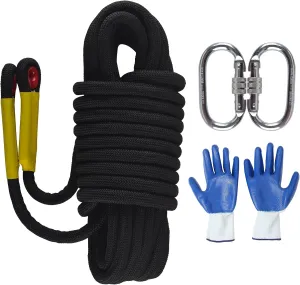 16mm 64Ft/20m Climbing Rope Strong Rope Tree Climbing Gear Static Climbing Rope Arborist Equipment Rock Climbing Heavy Duty Tree Stand Camping Rope Survival Equipment Black