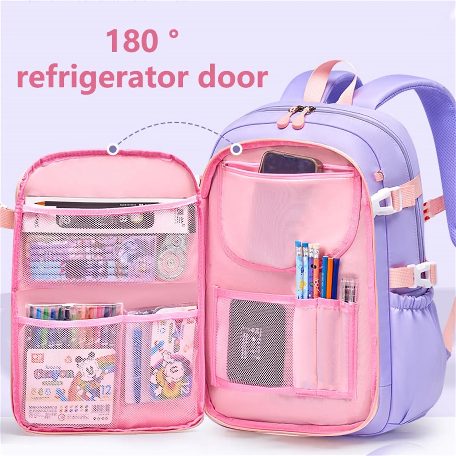 17 Inch Backpack Refrigerator Door Front with Lunch Bag, Large Capacity Laptop Bag Ita Bag Backpack (Blue,L)