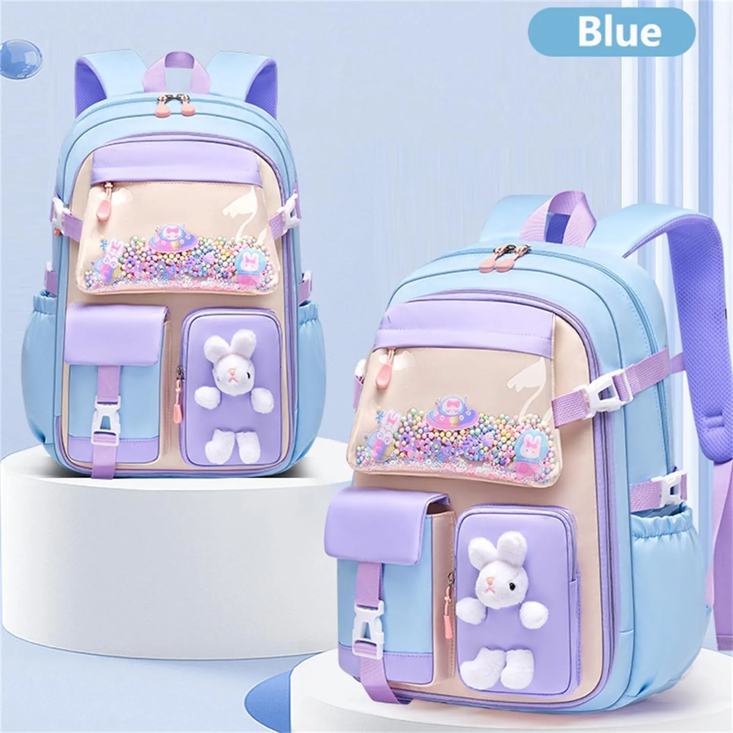 17 Inch Backpack Refrigerator Door Front with Lunch Bag, Large Capacity Laptop Bag Ita Bag Backpack (Blue,L)