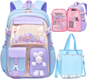 17 Inch Backpack Refrigerator Door Front with Lunch Bag, Large Capacity Laptop Bag Ita Bag Backpack (Blue,L)