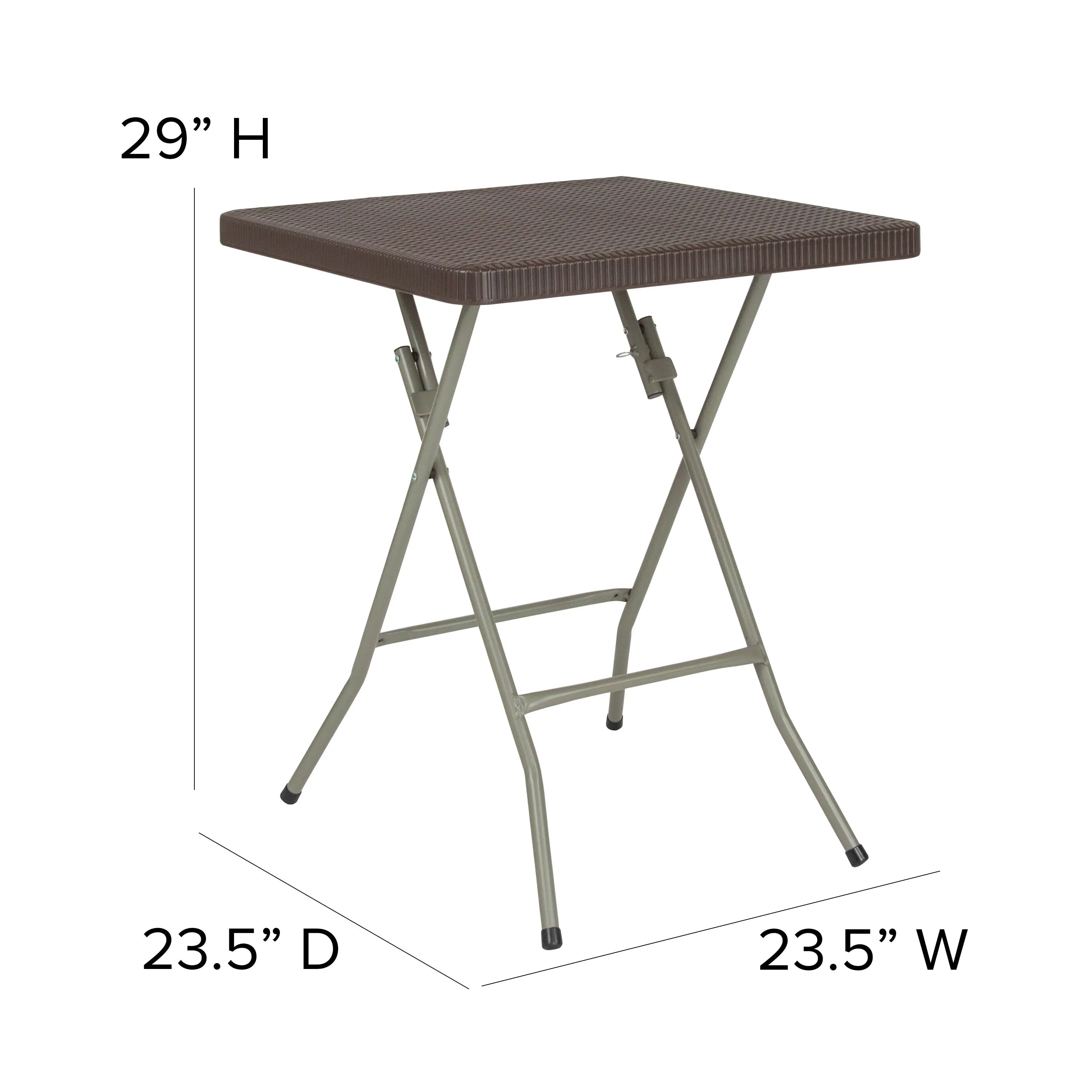 1.95-Foot Square Rattan Plastic Folding Table
