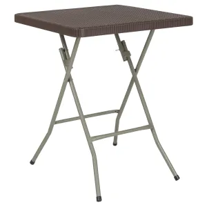 1.95-Foot Square Rattan Plastic Folding Table