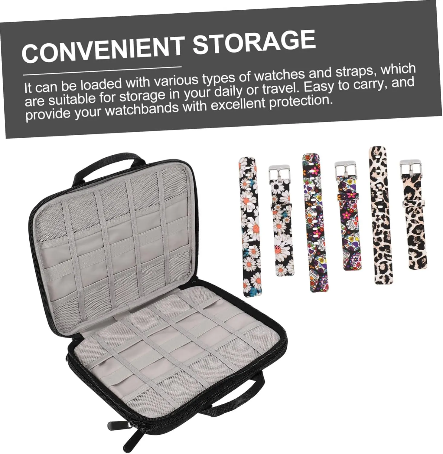 1pc Travel Watch Strap Organizer Case Double Layer Portable Pouch for Watch Bands Stylish and Durable Storage for Travel and Home Use