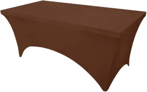 1PCS Fitted Tablecloth Black Table Clothes for 8 Foot Rectangle Table Bed Table Cover, Stretch Wrinkle Free Table Covers for Party,Events, Wedding, Birthday, Banquet, Vendor (Brown)