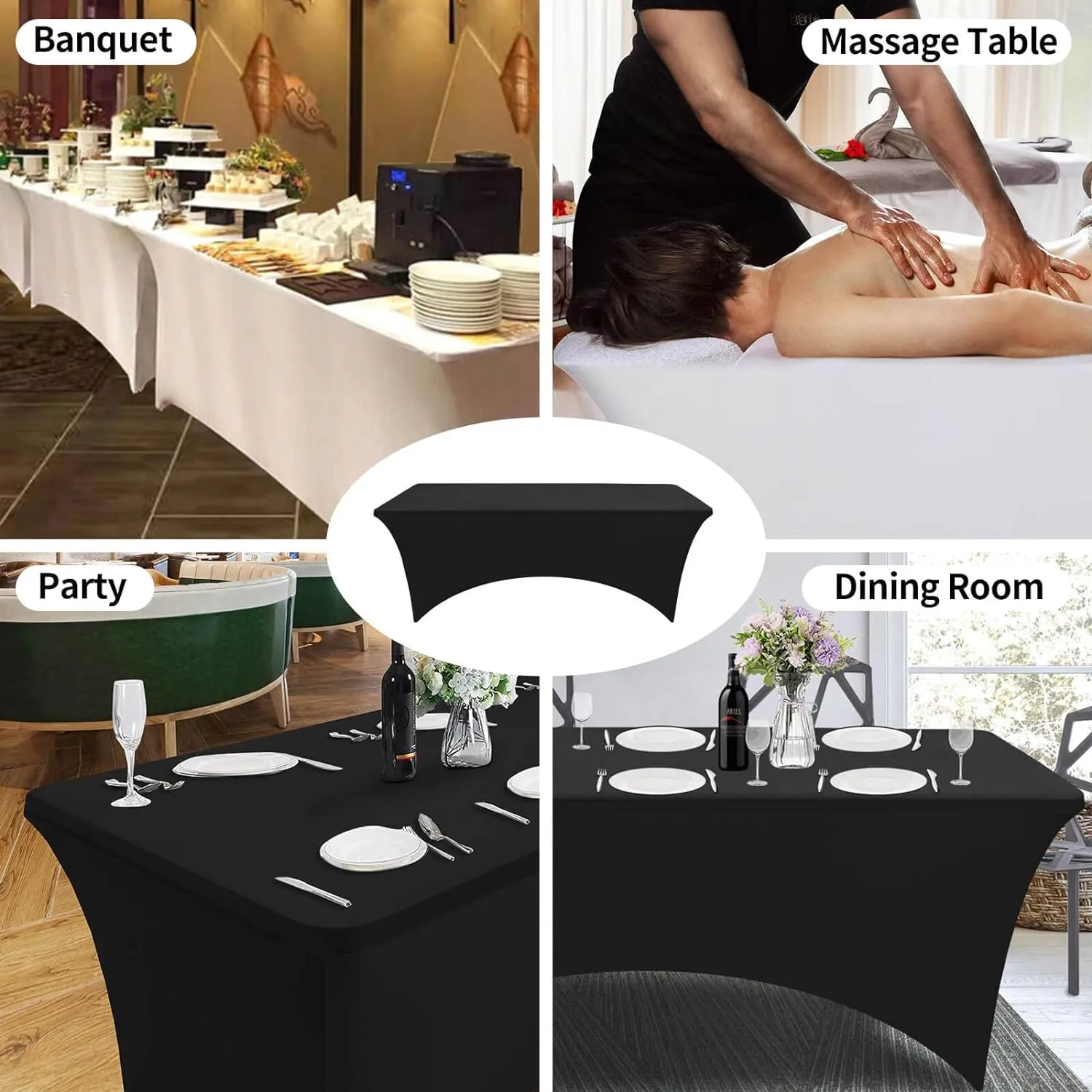 1PCS Fitted Tablecloth Black Table Clothes for 8 Foot Table Bed Table Cover, Stretch Party,Events, Wedding, Birthday, Banquet, Vendor (Burgundy)