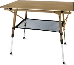 2-6 People Stretchable Camping Table, Roll-Up Lightweight Picnic Table with Aluminum Tabletop & Carrying Bag, Portable Outdoor Folding Table for Hiking, Backpacking & Fishing(White,Style 1)