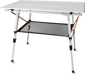 2-6 Person Camping Table, Adjustable Height, Track-Type Lightweight Picnic Table Portable Outdoor Folding Table for Hiking, Backpacking, and Fishing(White,Style 2)