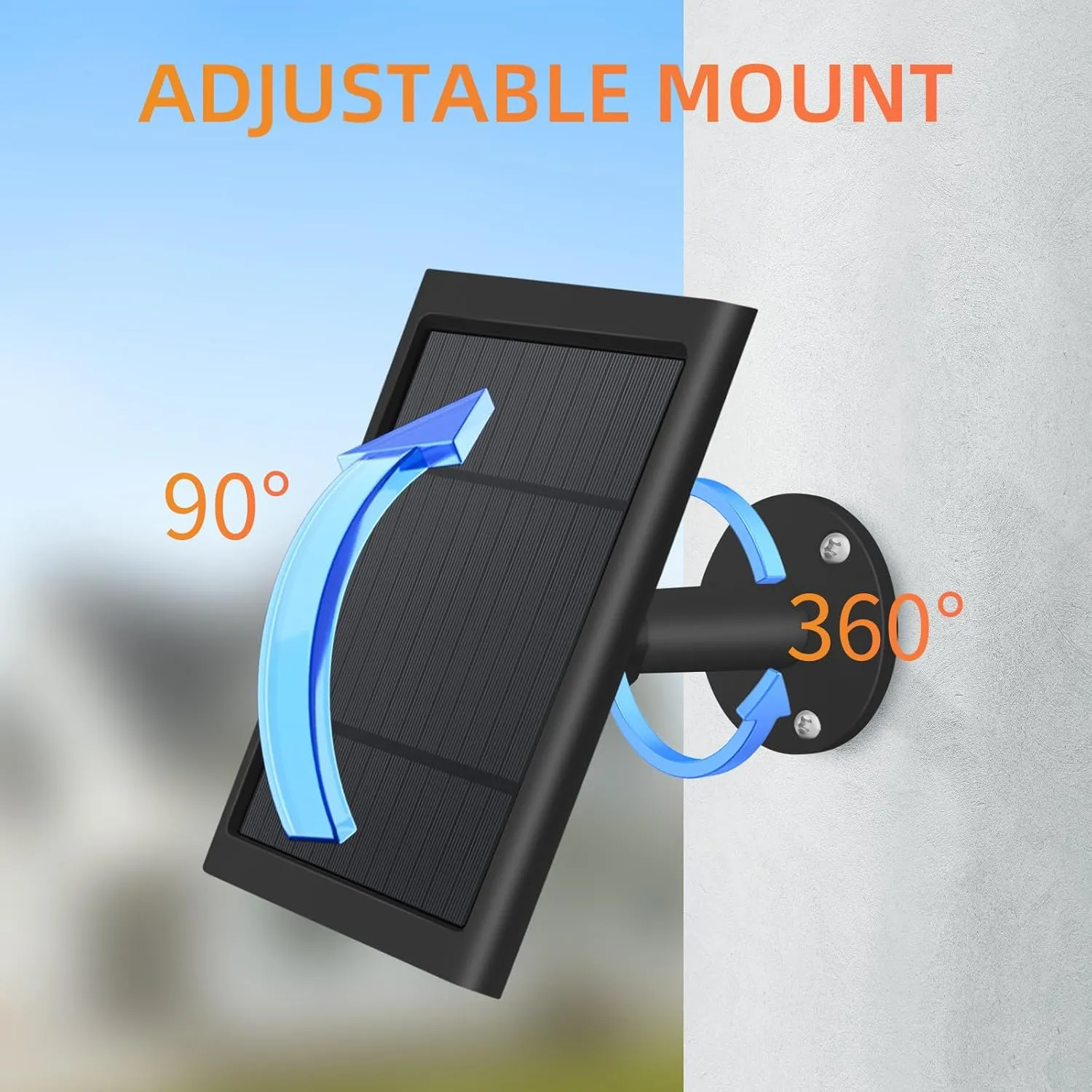 2 Pack 4W Solar Charger for Ring Spotlight & Stick Up Outdoor Cam, Black, High Efficiency, 10FT/3M Long Cable with USB-C to Ring Barrel Plug Adapter