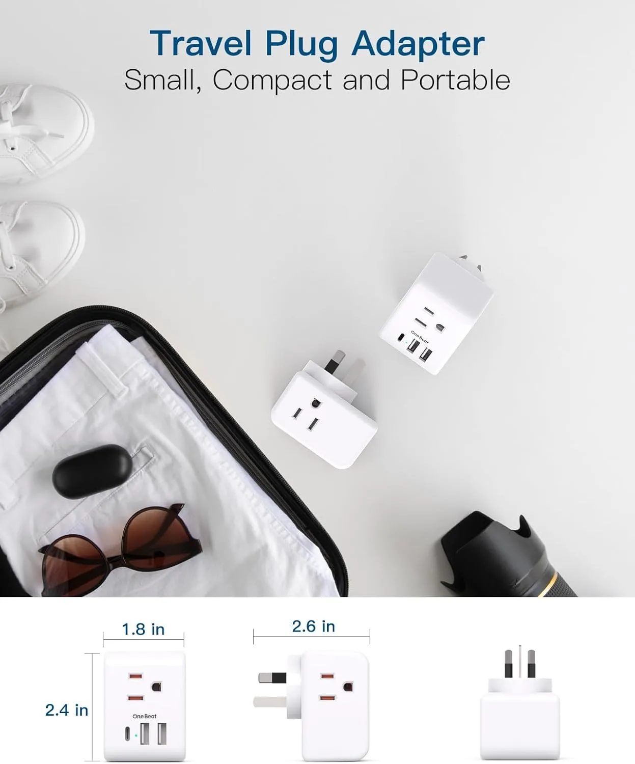 2 Pack Australia New Zealand Power Plug Adapter, Australia Travel Adapter with 3 American Outlets 3 USB Charging Ports (1 USB C), Type I Plug Adapter for US to Australia, Argentina, China