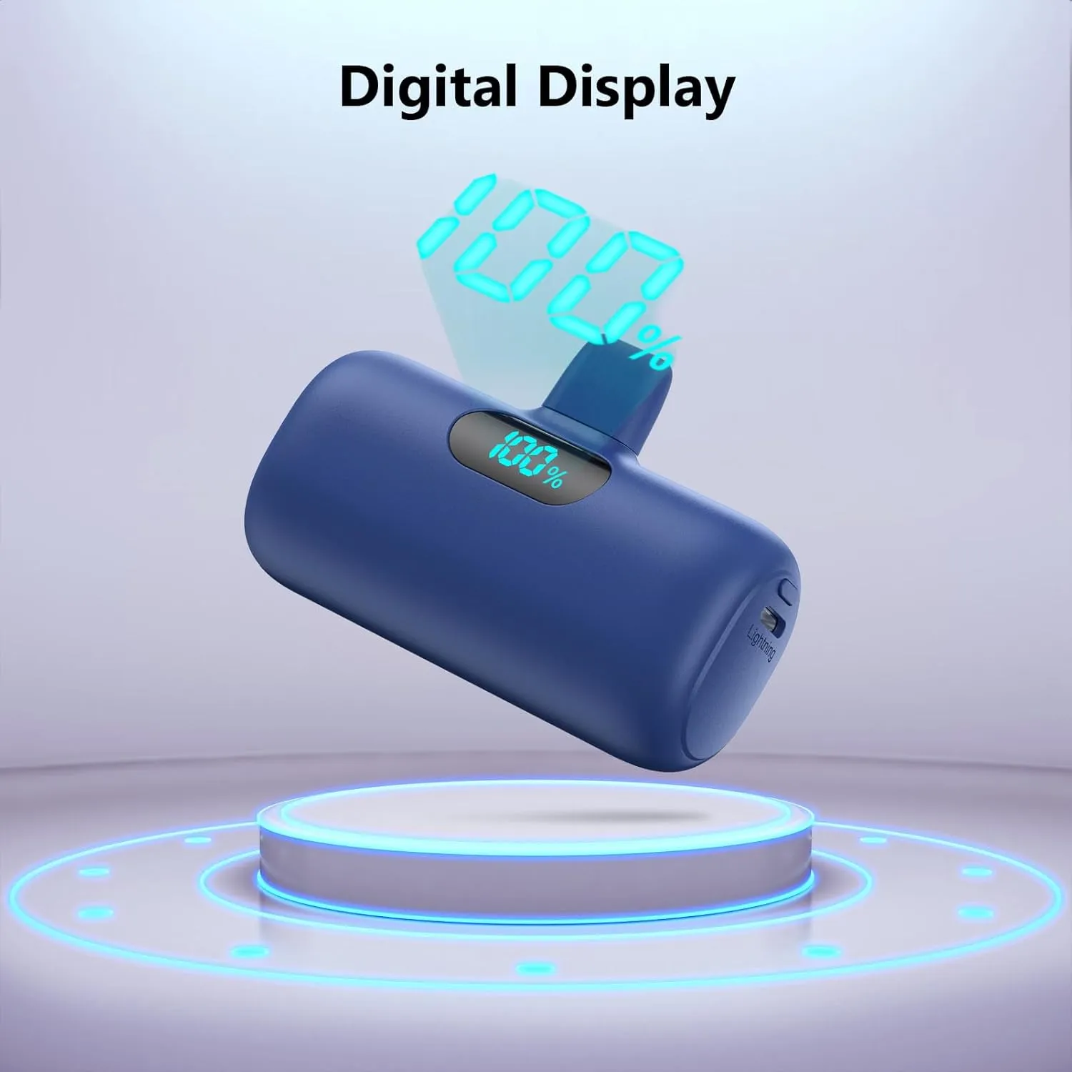 [2 Pack] Mini Portable Charger 5000mAh,Ultra-Compact 15W PD Fast Charging Power Bank,LCD Display Cute Battery Pack Backup Charger Compatible with iPhone 14/14 Pro Max/13/13 Pro/12/11/8-Blue Purple