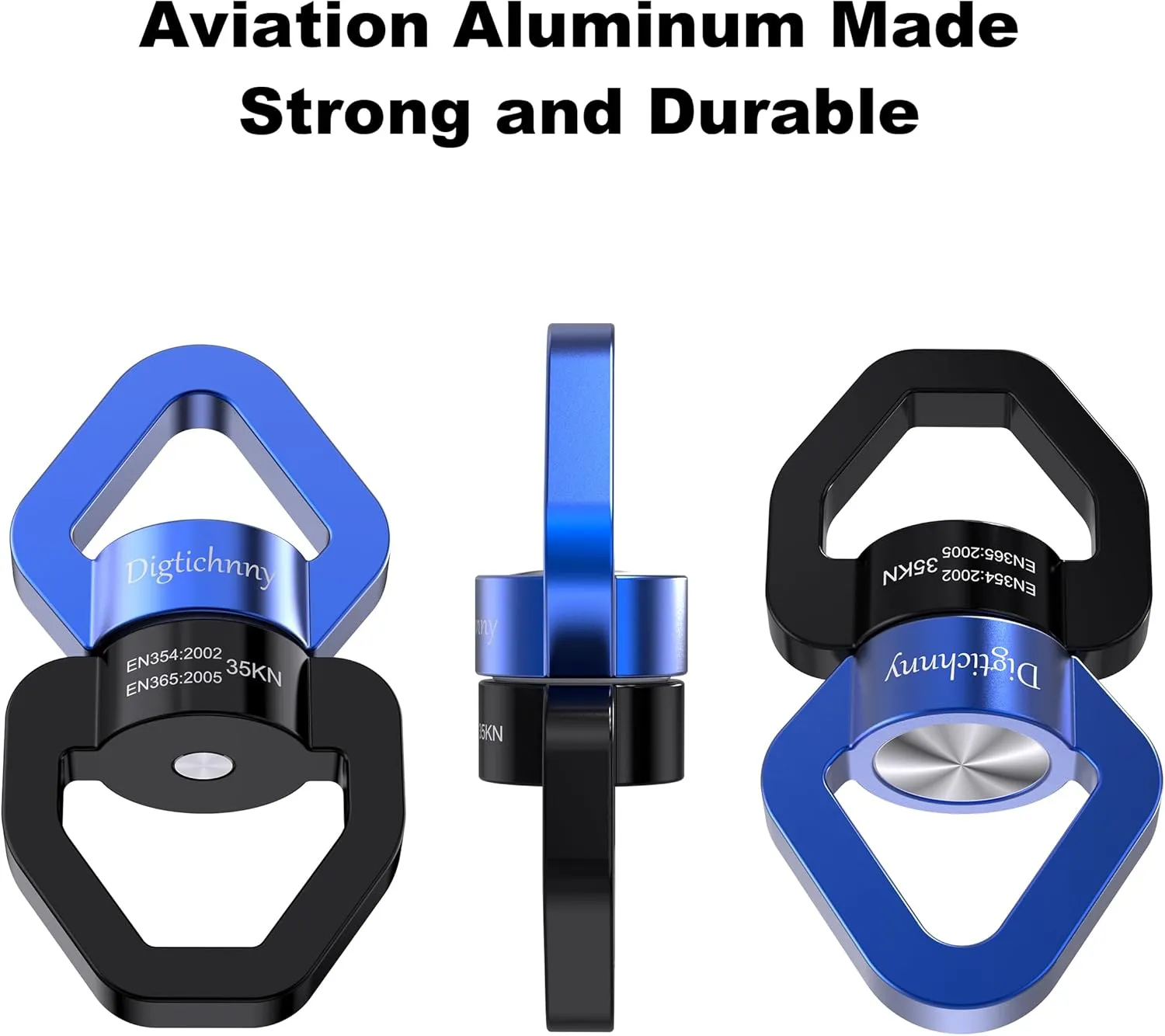 2 Pack Swing Swivel Heavy Duty, Spinning Swing Swivels,35KN Capacity,for Aerial Silk,Rock Climing Swivel, Children's Swings,Black Blue