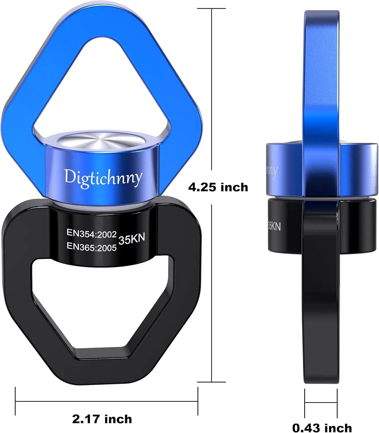 2 Pack Swing Swivel Heavy Duty, Spinning Swing Swivels,35KN Capacity,for Aerial Silk,Rock Climing Swivel, Children's Swings,Black Blue