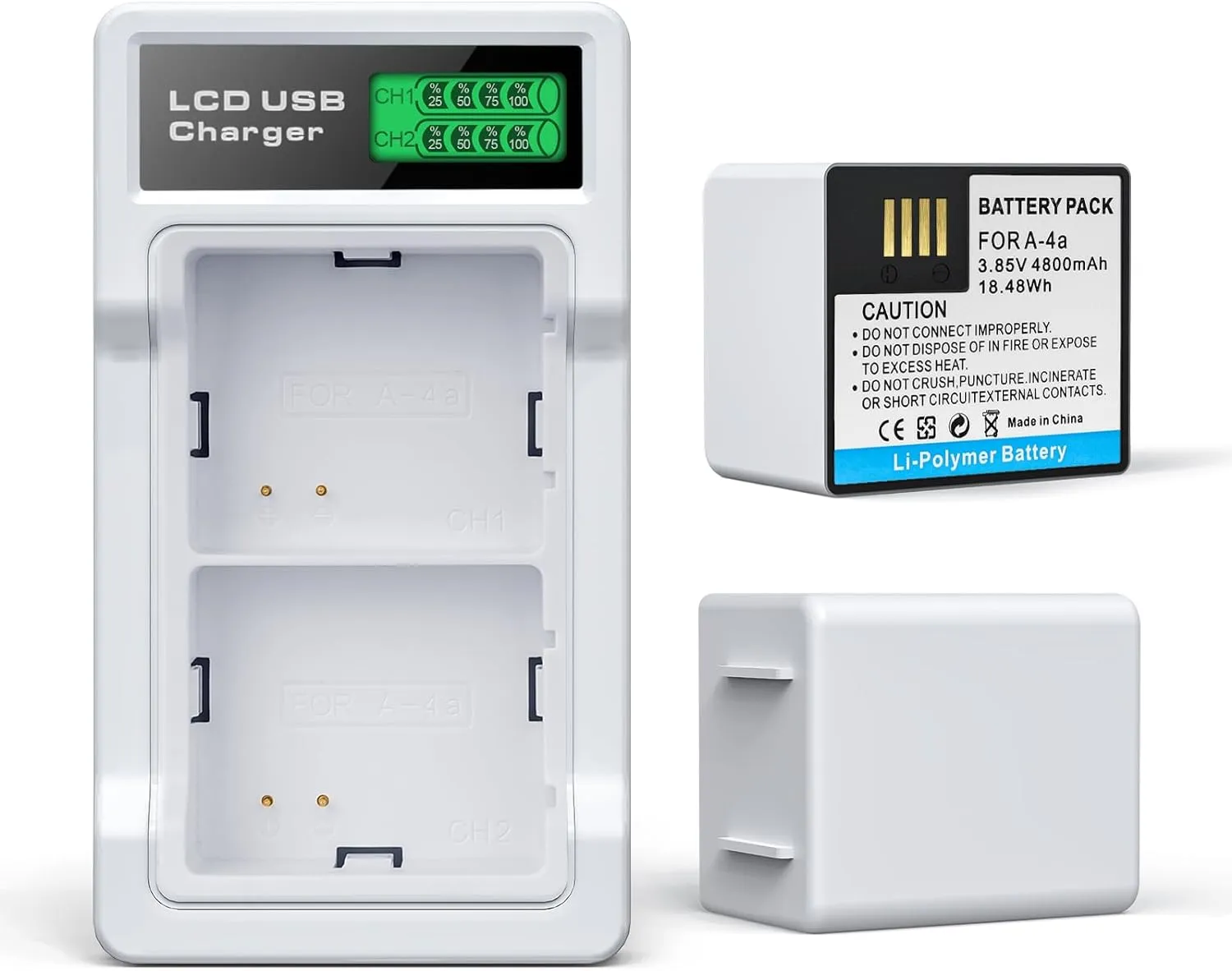 2-Packs Batteries Compatible with Arlo Pro 5S 2K, Pro 4, 3, Arlo Ultra 2, Ultra Cameras VMA5400 VMC4040P VMC4060P A-4a, with LCD Dual Charger (3.85V 4800mAh)