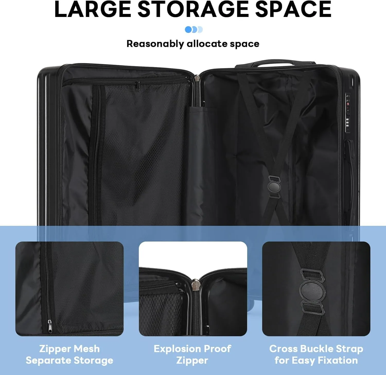 20 Inch Carry on Luggage Carry-on with Cup Holder & USB Port, Hardside Smart Luggage with Airline Approved TSA Lock, Lightweight carryon luggage 22 x 14 x 9 airline approved 360° Spinner Double Wheels