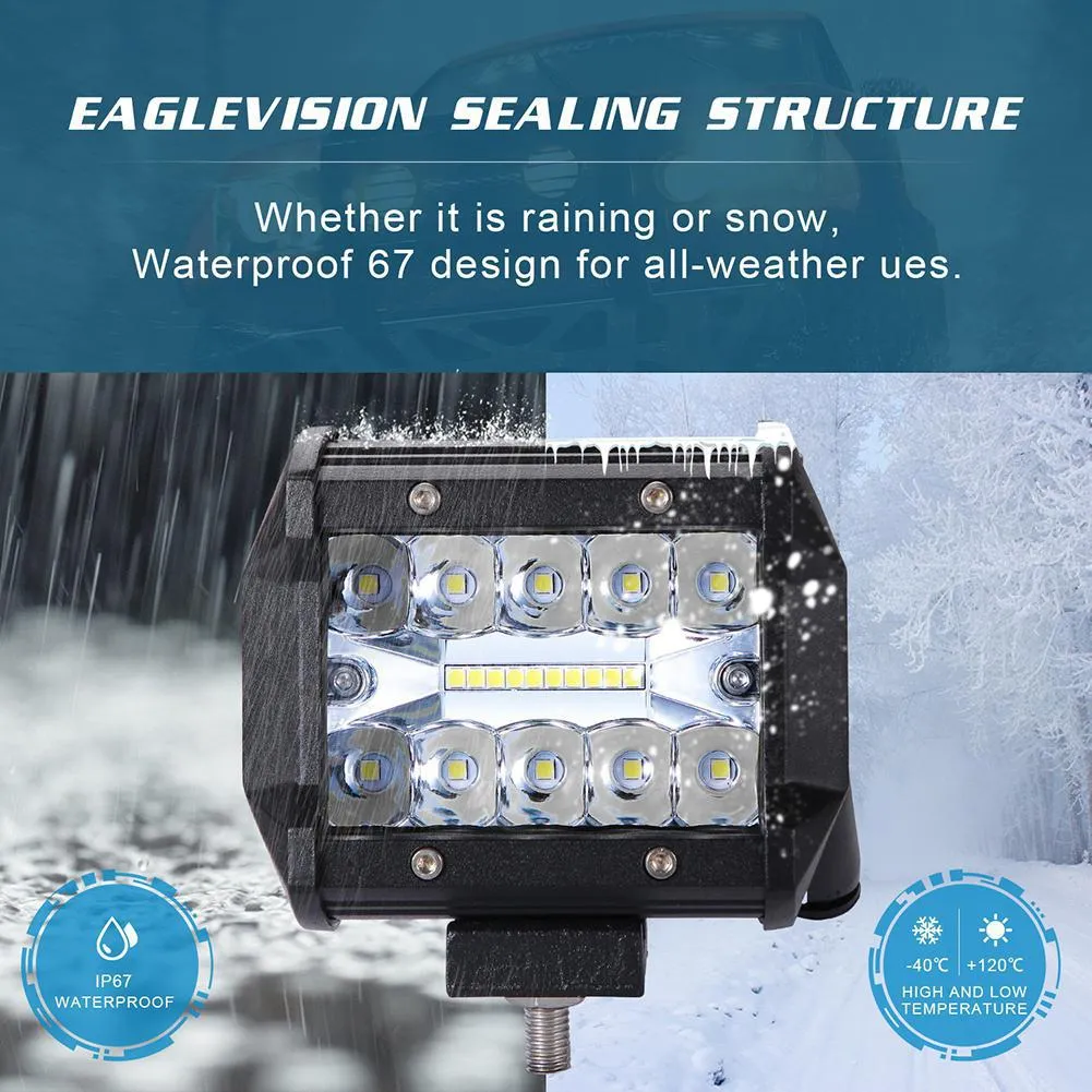 200W 4INCH LED Waterproof Work Light LED Light Bars Spot Flood Beam for ffroad Boat Tractor Truck
