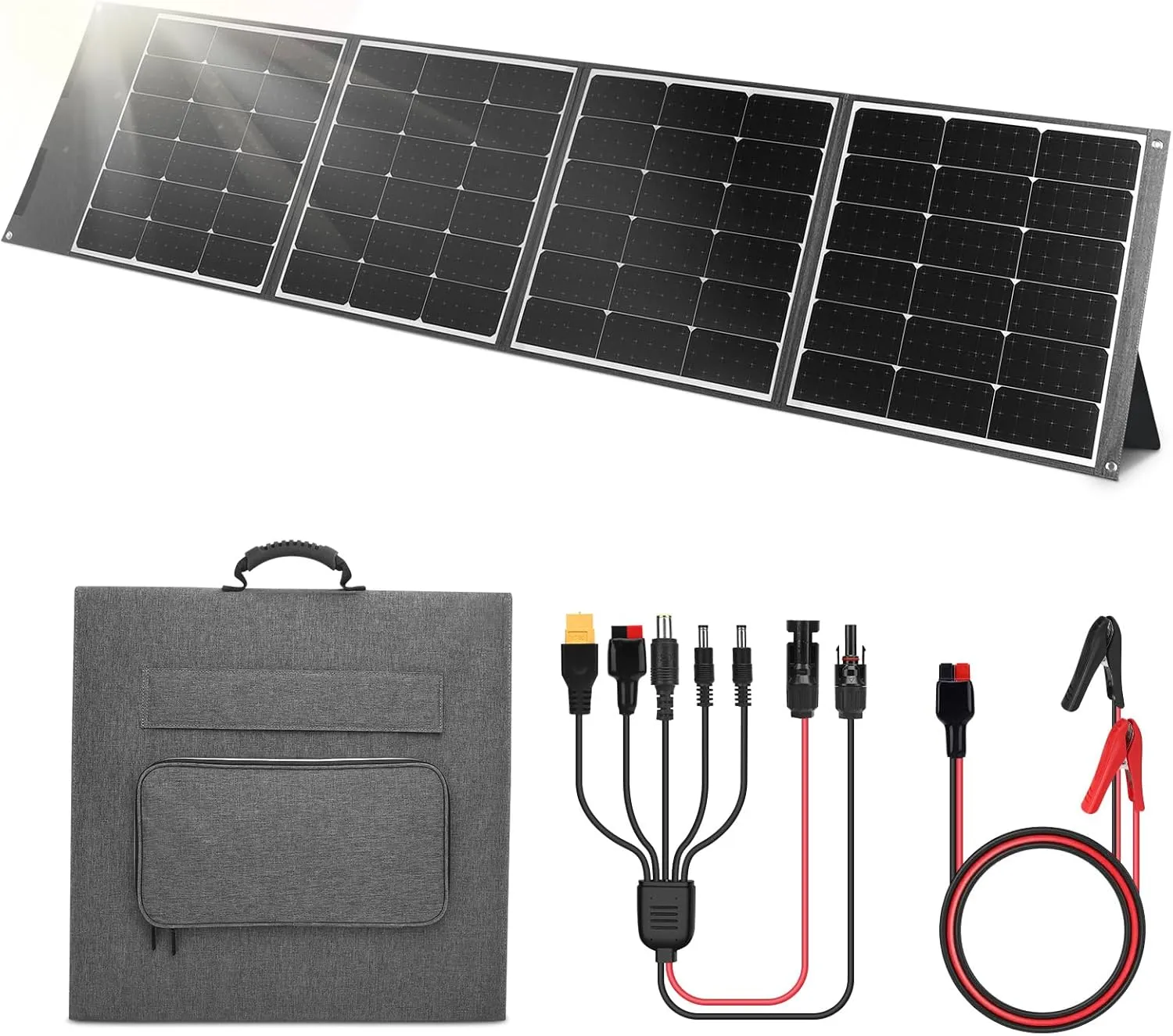 200W Portable Foldable Solar Panel Kit,High-Efficiency Flexible Solar Charger with 24% Conversion Rate,with Stand & Charge Controller, Controller for Camping, Charing Panel, Hiking (200W)