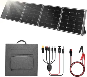 200W Portable Foldable Solar Panel Kit,High-Efficiency Flexible Solar Charger with 24% Conversion Rate,with Stand & Charge Controller, Controller for Camping, Charing Panel, Hiking (200W)