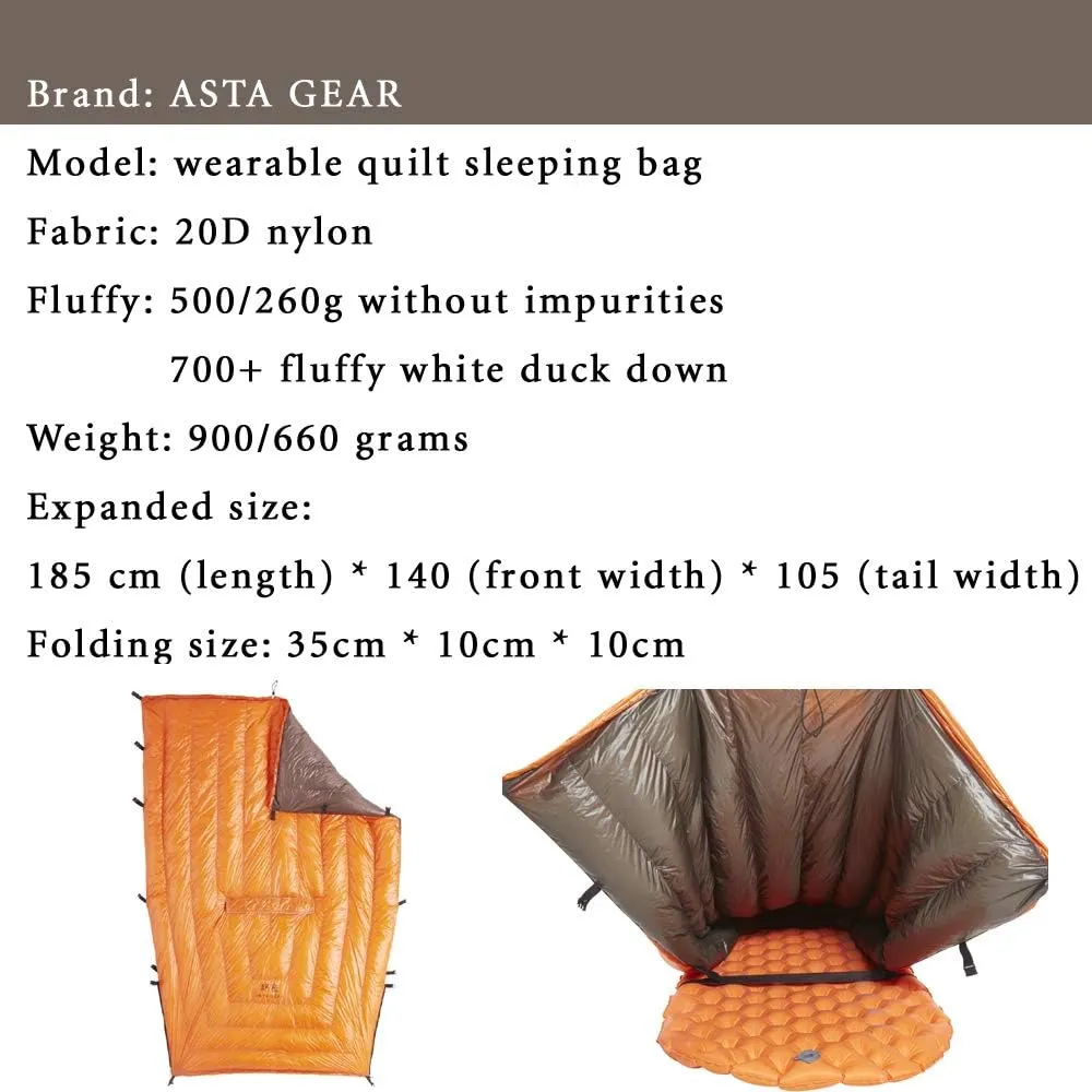 20D Sleeping Quilts Hammock Underquilt 95% White Duck Down Mummy Sleeping Bag Blanket Mat