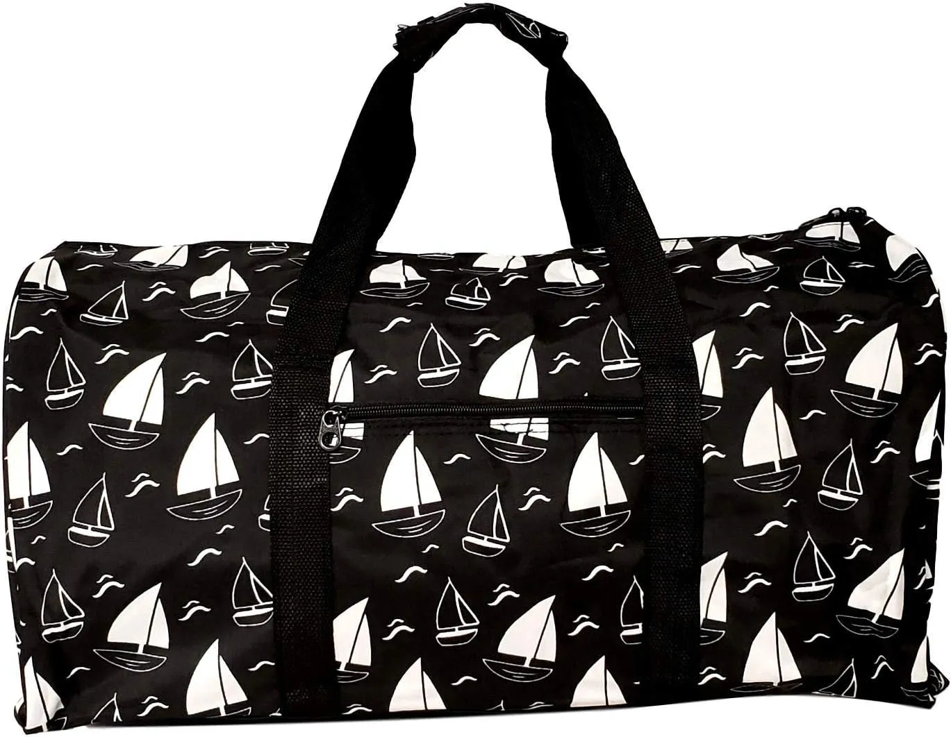 21 in Print Duffle, Overnight, Carry on Bag with Outside Pocket and Shoulder Strap (Blank - Sailboats)