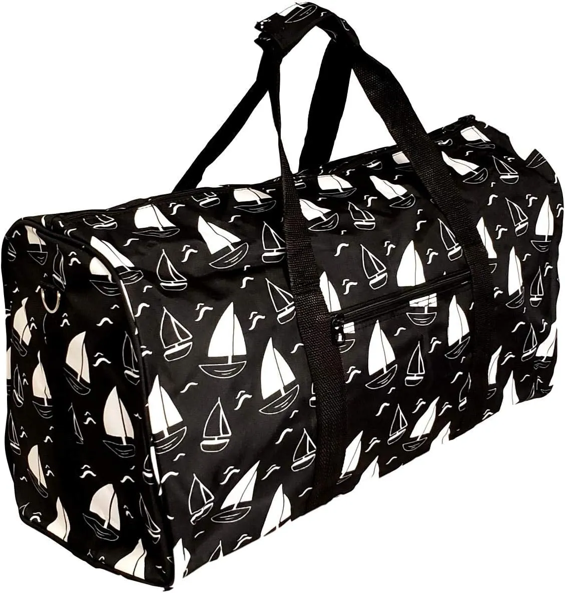 21 in Print Duffle, Overnight, Carry on Bag with Outside Pocket and Shoulder Strap (Blank - Sailboats)